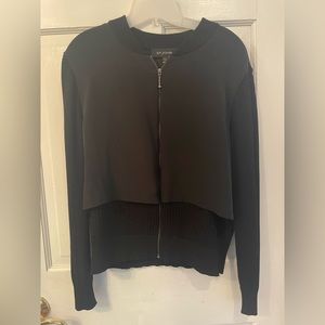 St. John black zip up sweater/cardigan. Like new. Classic piece